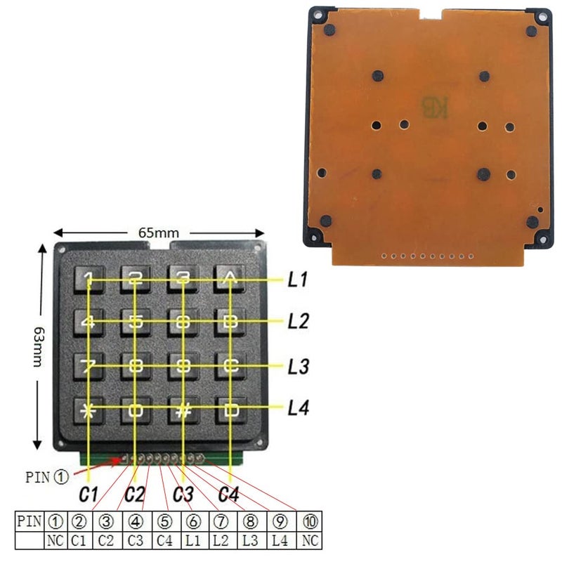 DIYmalls 4x4 Matrix Membrane Keypad 16 Key Keyboard Module Array Switch for Arduino ESP32 - Image 2